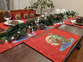 DaDa Bedding Set of 8 Pieces Red Santa Claus Holiday Table Tapestry - 4 Placemats, 2 Table Runners, 2 Throw Pillow Covers (17615) by DaDalogy Bedding Collection