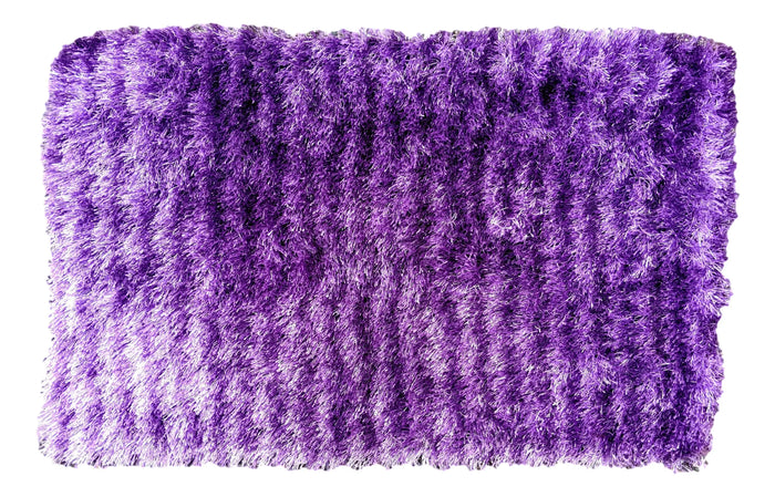 DaDa Bedding Shaggy Soft Door Mat Carpet Rug - 20" x 32" Striped Shiny Purple Lavender by DaDalogy Bedding Collection