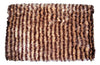 DaDa Bedding Shaggy Soft Door Mat Carpet Rug - 20" x 32" Striped Shiny Coffee Light Beige / Dark Brown