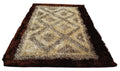 DaDa Bedding Shaggy Soft Viscose Champagne Brown Geometric Diamond Large Area Carpet Rug by DaDalogy Bedding Collection