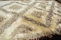 DaDa Bedding Shaggy Soft Viscose Champagne Brown Geometric Diamond Large Area Carpet Rug by DaDalogy Bedding Collection