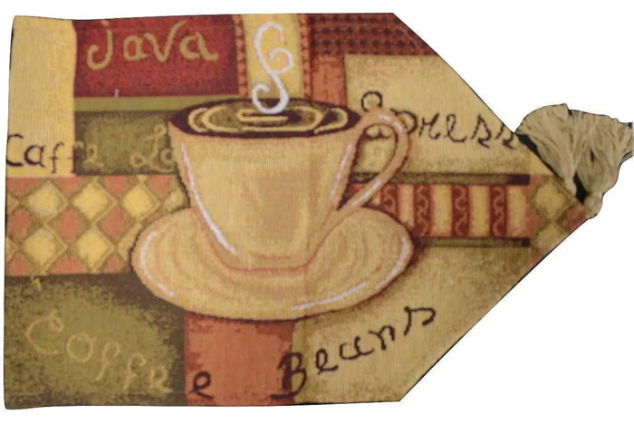 DaDa Bedding Smell of Coffee Cup Latte Java Brown Tapestry Table Runner Cloth (9912) by DaDalogy Bedding Collection