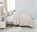 DaDa Bedding Soft Charming French Country Ruffles Quilted Cotton Bedspread Set - Ivory Cream Tan (JHW873) by DaDalogy Bedding Collection