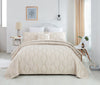DaDa Bedding Soft Charming French Country Ruffles Quilted Cotton Bedspread Set - Ivory Cream Tan (JHW873)