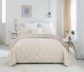 DaDa Bedding Soft Charming French Country Ruffles Quilted Cotton Bedspread Set - Ivory Cream Tan (JHW873) by DaDalogy Bedding Collection