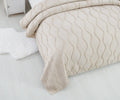 DaDa Bedding Soft Charming French Country Ruffles Quilted Cotton Bedspread Set - Ivory Cream Tan (JHW873) by DaDalogy Bedding Collection