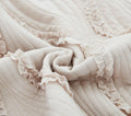 DaDa Bedding Soft Charming French Country Ruffles Quilted Cotton Bedspread Set - Ivory Cream Tan (JHW873) by DaDalogy Bedding Collection