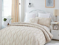 DaDa Bedding Soft Charming French Country Ruffles Quilted Cotton Bedspread Set - Ivory Cream Tan (JHW873) by DaDalogy Bedding Collection
