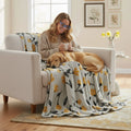 DaDa Bedding Soft Lightweight Fleece Throw Blanket, Yellow Fleur Floral Golden Orange Silver/Grey Background (XY1011) by DaDalogy Bedding Collection