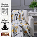 DaDa Bedding Soft Lightweight Fleece Throw Blanket, Yellow Fleur Floral Golden Orange Silver/Grey Background (XY1011) by DaDalogy Bedding Collection