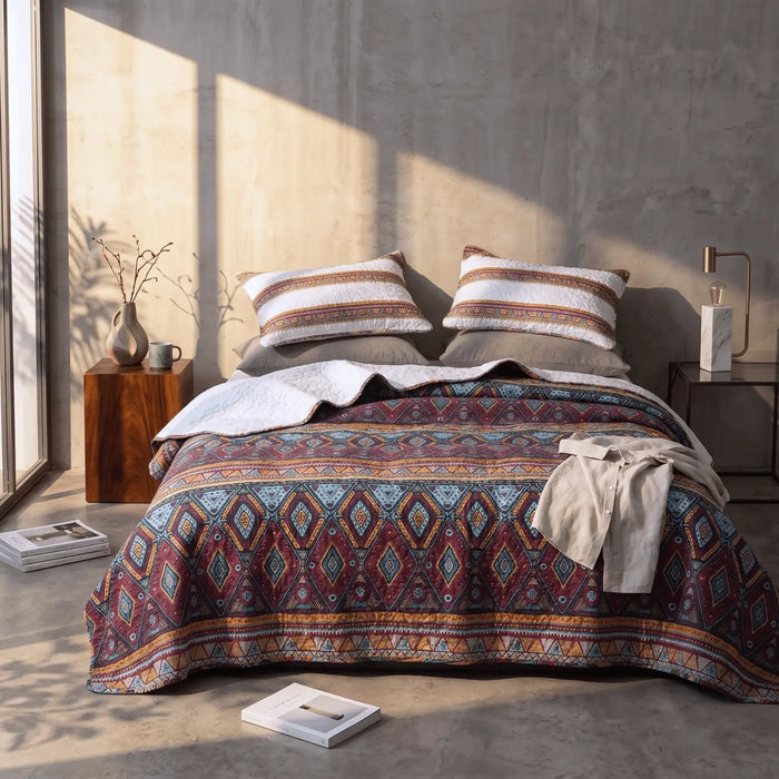 DaDa Bedding Southwestern Aztec Bohemian Desert Tribal Quilted Bedspread Set (KSX-002) by DaDalogy Bedding Collection