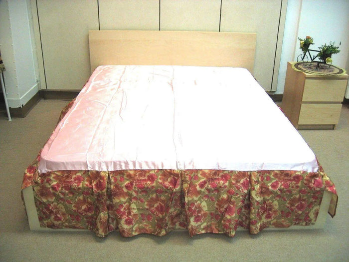 DaDa Bedding Sunrise Hibiscus Floral Dust Ruffle Pleated Satiny Pink Bed Skirt - 14" Drop (BS-BM465L-1) by DaDalogy Bedding Collection