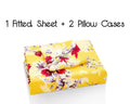 DaDa Bedding Sunshine Yellow Hummingbirds Floral Fitted Bed Sheet w/ Pillow Cases (JHW-925) by DaDalogy Bedding Collection