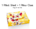 DaDa Bedding Sunshine Yellow Hummingbirds Floral Fitted Bed Sheet w/ Pillow Cases (JHW-925) by DaDalogy Bedding Collection