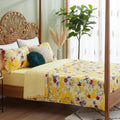 DaDa Bedding Sunshine Yellow Hummingbirds Floral Fitted & Flat Bed Sheets Set (JHW-925) by DaDalogy Bedding Collection