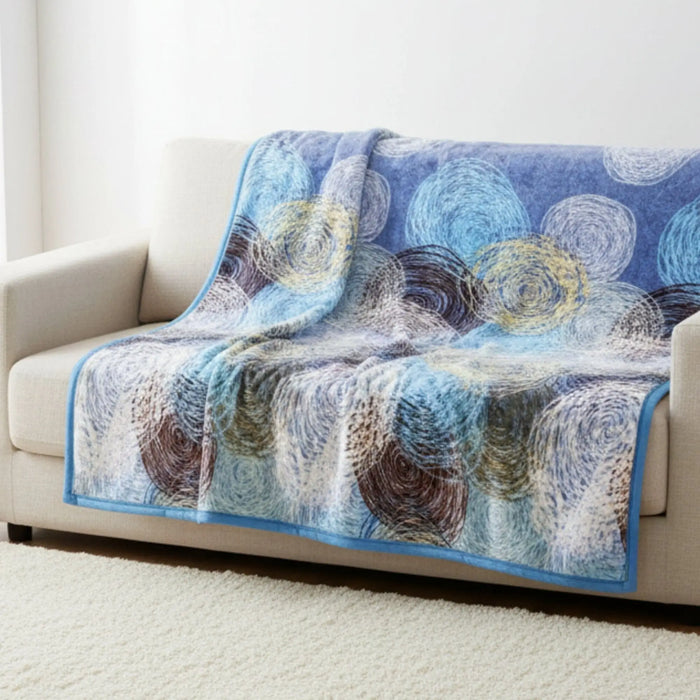 DaDa Bedding Swirly Navy Blue Lagoon Abstract Mink Flannel Fleece Throw Blanket (XY9897) by DaDalogy Bedding Collection