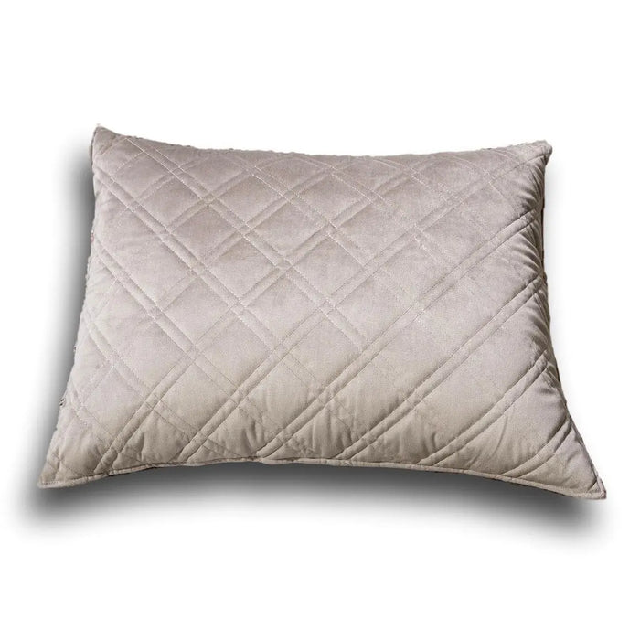 DaDa Bedding Taupe Grey Velvet Quilted King Pillow Sham - (JHW831) by DaDalogy Bedding Collection