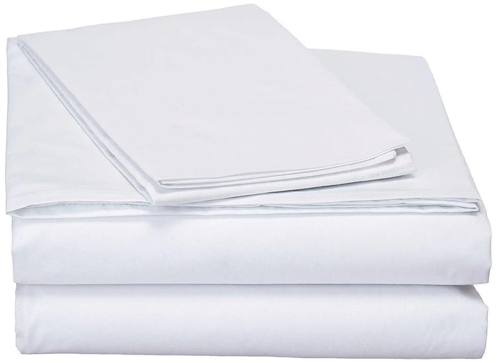 DaDa Bedding White Cotton Flat Sheet Set with Pillow Cases by DaDalogy Bedding Collection
