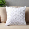 DaDa Bedding White Roses Faux Fur Pillow Cover by DaDalogy Bedding Collection