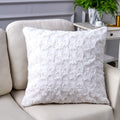 DaDa Bedding White Roses Faux Fur Pillow Cover by DaDalogy Bedding Collection