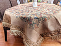 DaDa Bedding Wildflower Wonderland Floral Golden Beige Tan Square Dining Table Cloth (3100) by DaDalogy Bedding Collection