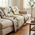 DaDa Bedding Yellow Fleur Botanical Sunshine Golden Floral Woven Tapestry Throw Blanket - 50” x 60” (18112) by DaDalogy Bedding Collection