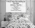 DaDa Bedding Yellow Fleur Floral Bed in a Bag Set - Ivory Botanical by DaDalogy Bedding Collection