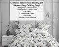 DaDa Bedding Yellow Fleur Floral Bed in a Bag Set - Ivory Botanical by DaDalogy Bedding Collection