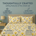 DaDa Bedding Yellow Fleur Floral Fitted and Flat Sheet Set by DaDalogy Bedding Collection