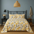 DaDa Bedding Yellow Fleur Floral Fitted and Flat Sheet Set by DaDalogy Bedding Collection
