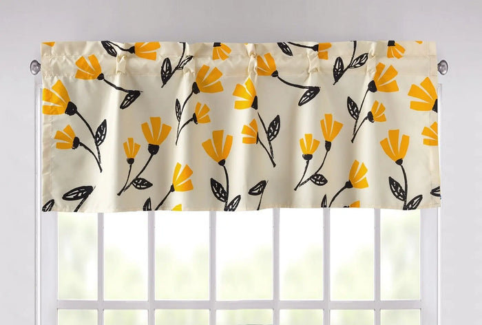 DaDa Bedding Yellow Fleur Floral Golden Orange Ivory Window Curtain Valance - 18" x 52" (18112) by DaDalogy Bedding Collection