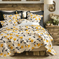 DaDa Bedding Yellow Fleur Floral Quilt Set - Ivory Gold Bedspread by DaDalogy Bedding Collection