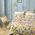DaDa Bedding Yellow Fleur Floral Quilt Set - Ivory Gold Bedspread by DaDalogy Bedding Collection