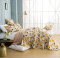 DaDa Bedding Yellow Fleur Floral Quilt Set - Ivory Gold Bedspread by DaDalogy Bedding Collection