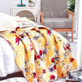 DaDa Bedding Yellow Floral Quilted Throw Blanket - Hummingbirds Farmhouse Red Flowers for Couch, Sofa or Bed- Scalloped Edges - 50 x 60 by DaDalogy Bedding Collection