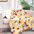 DaDa Bedding Yellow Floral Quilted Throw Blanket - Hummingbirds Farmhouse Red Flowers for Couch, Sofa or Bed- Scalloped Edges - 50 x 60 by DaDalogy Bedding Collection