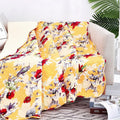 DaDa Bedding Yellow Floral Quilted Throw Blanket - Hummingbirds Farmhouse Red Flowers for Couch, Sofa or Bed- Scalloped Edges - 50 x 60 by DaDalogy Bedding Collection