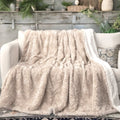 DaDalogy Bedding Champagne Ivory Faux Fur Throw Blanket - Dreamy Gold Geometric Embossed Sherpa Backside - Super Soft Warm Cozy Plush Fluffy by DaDalogy Bedding Collection