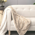 DaDalogy Bedding Champagne Ivory Faux Fur Throw Blanket - Dreamy Gold Geometric Embossed Sherpa Backside - Super Soft Warm Cozy Plush Fluffy by DaDalogy Bedding Collection