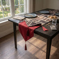 DaDalogy Bedding Elegant Woven Mughal Floral Tapestry Table Runner, Dark Noir Botanical Vintage Fleur (18197) by DaDalogy Bedding Collection