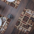 DaDalogy Bedding Set of 4-Pieces Dark Noir Mughal Floral Botanical Vintage Fleur Tapestry Placemats 13” x 19” (18197) by DaDalogy Bedding Collection