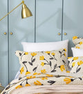 DaDalogy Bedding Yellow Fleur Floral Golden Orange Ivory Botanical Quilted Scalloped Pillow Sham (18112) by DaDalogy Bedding Collection