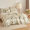 DaDalogy Enchanted Meadow Floral Quilt Set - Beige Rose Green by DaDalogy Bedding Collection