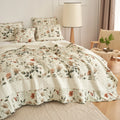 DaDalogy Enchanted Meadow Floral Quilt Set - Beige Rose Green by DaDalogy Bedding Collection
