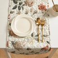 DaDalogy Enchanted Meadow Reversible Dinner Table Runner - Floral Elegance in Beige, Rose, and Soft Olive Green, Premium Soft Microfiber Quilted Table Runner by DaDalogy Bedding Collection