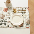 DaDalogy Enchanted Meadow Reversible Dinner Table Runner - Floral Elegance in Beige, Rose, and Soft Olive Green, Premium Soft Microfiber Quilted Table Runner by DaDalogy Bedding Collection
