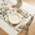 DaDalogy Enchanted Meadow Reversible Dinner Table Runner - Floral Elegance in Beige, Rose, and Soft Olive Green, Premium Soft Microfiber Quilted Table Runner by DaDalogy Bedding Collection