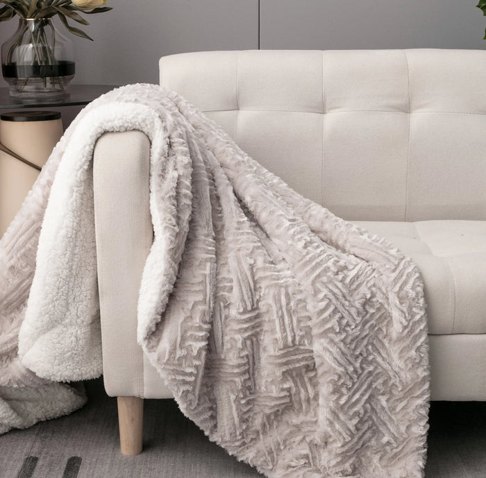 DaDalogy Lavender Grey Faux Fur Sherpa Throw Blanket by DaDalogy Bedding Collection