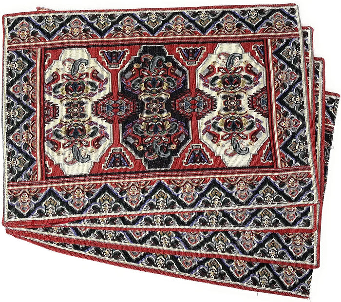 DaDalogy Set of 4-Pieces Majestic Kilim Red Persian Rug Woven Tapestry Placemats 13” x 19” (18195) by DaDalogy Bedding Collection