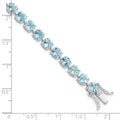 Round Swiss Blue Topaz Prong Sterling Silver Tennis Bracelet by Fine Color Jewels